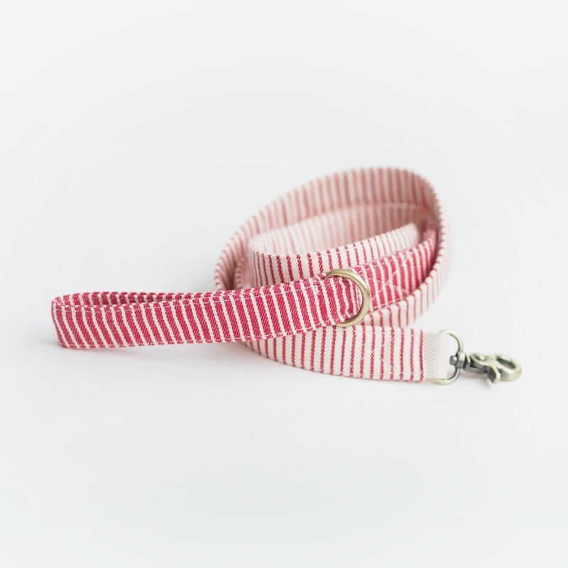 红色条纹牵绳 - 项圈/牵绳 - 棉．麻 红色
