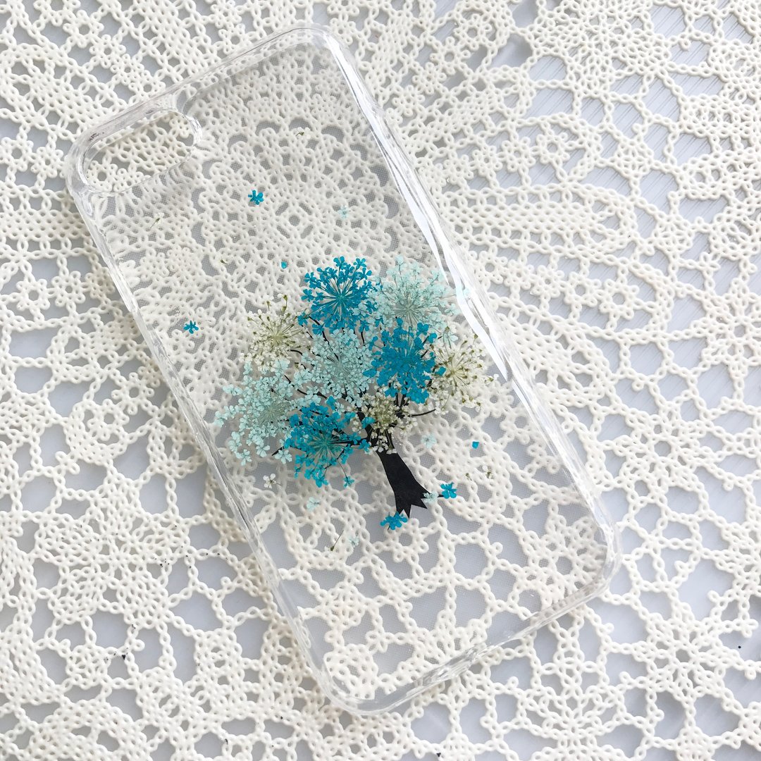 iPhone 7 手机壳 Handmade Pressed Flowers Case 押花 干燥花 树 蓝色压花 008 - 手机壳/手机套 - 植物．花 蓝色