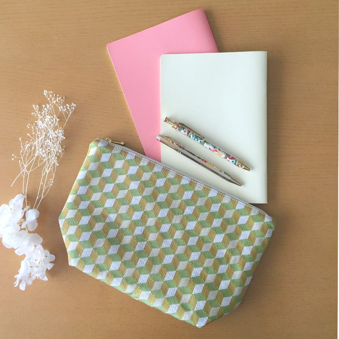 Inner Bag with Japanese Traditional pattern, Obi - for Clear Tote Bag - 手提包/手提袋 - 其他材质 绿色