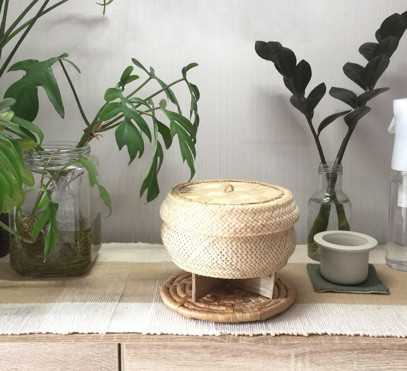 Bamboo food steamer with lid 8 inch - 厨房用具 - 竹 咖啡色