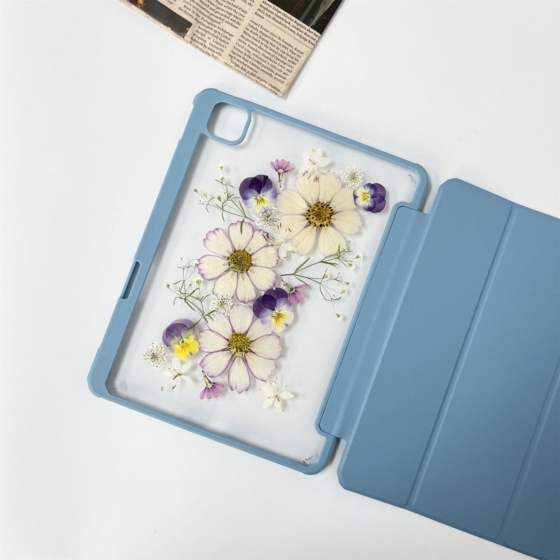 白紫花语手作押花iPad壳 iPad Air 11寸 13寸 iPad Pro 11寸 13寸 - 手机壳/手机套 - 植物．花 