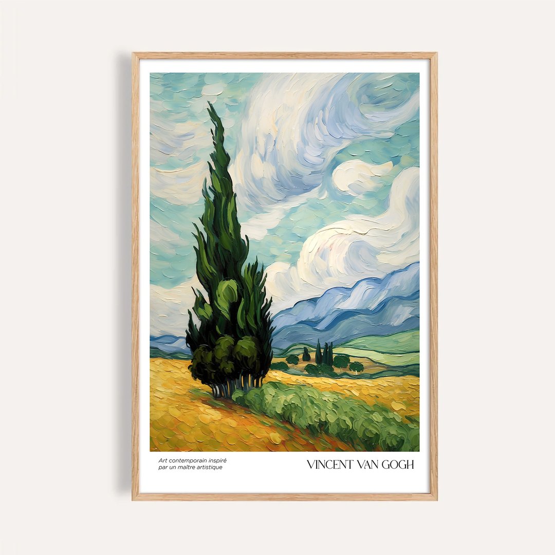 麦田柏树 Cypress Wheatfield / 梵谷麦田艺术风格 挂画 无框画 - 海报/装饰画/版画 - 纸 