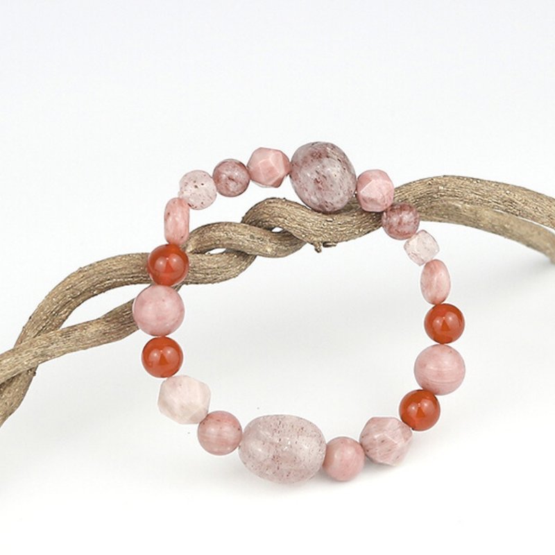 072108七轮调和手串/蔷薇辉红玛瑙/天然/手链/水晶/能量石/原生态 - 手链/手环 - 水晶 多色