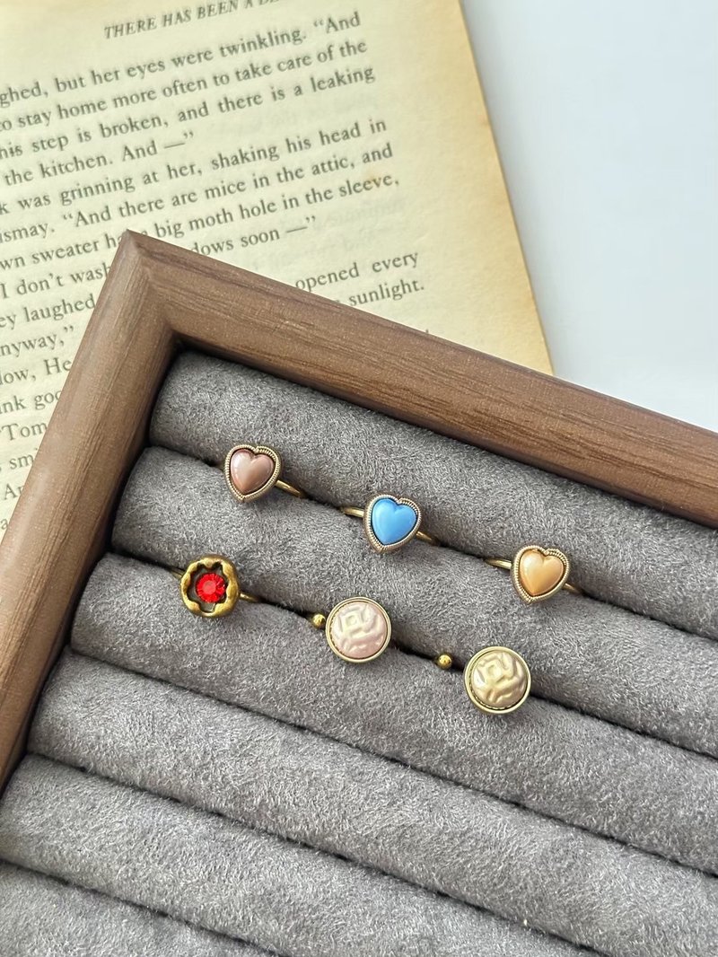 不锈钢 珍珠+爱心系列钮扣 - 戒指 - 不锈钢 