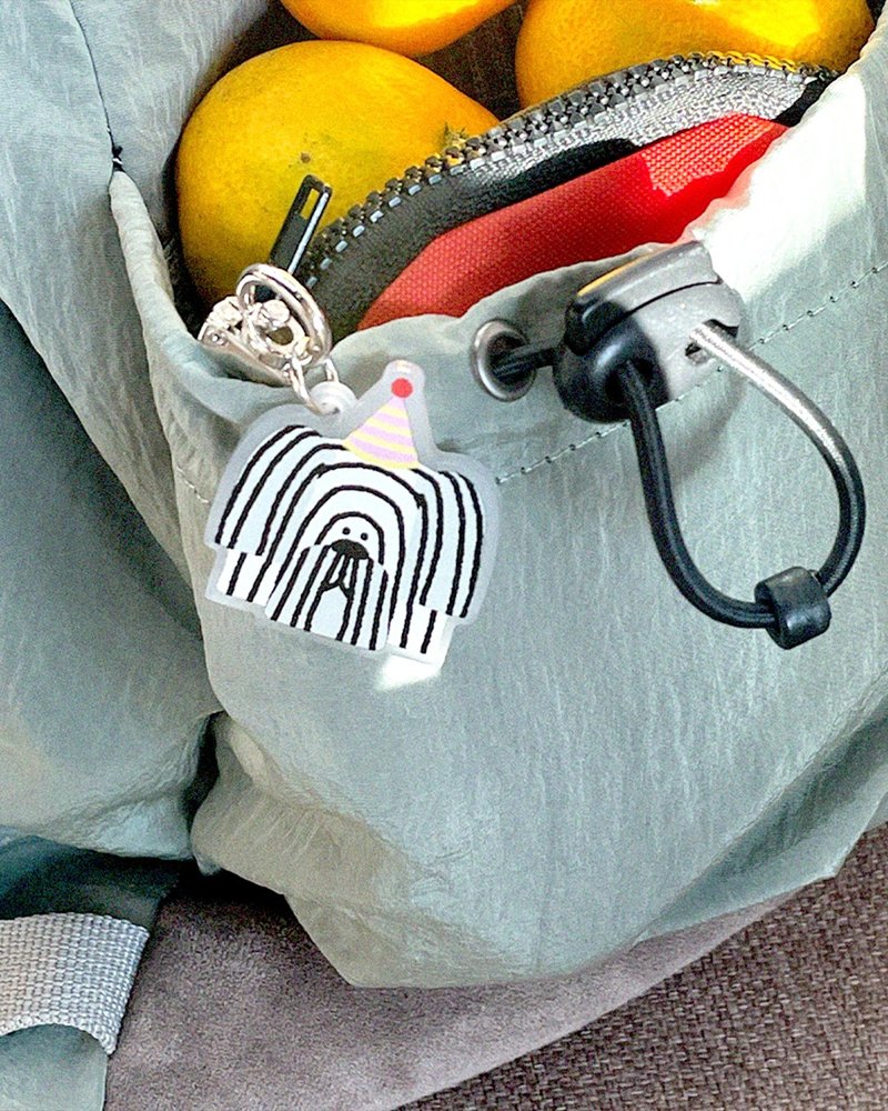 毛绒动物插画钥匙圈3件套 - 钥匙链/钥匙包 - 压克力 白色