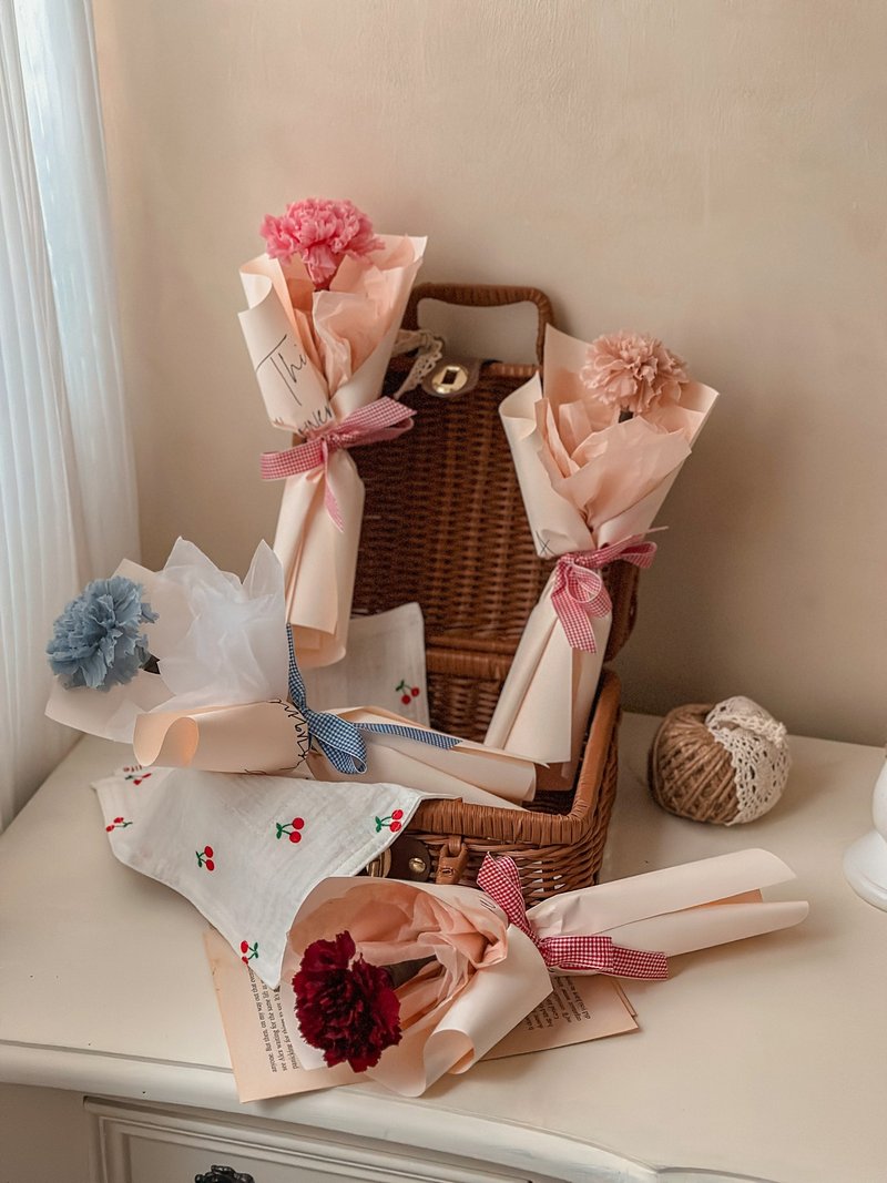 母亲节 单支康乃馨花束 永生花 - 干燥花/捧花 - 植物．花 粉红色