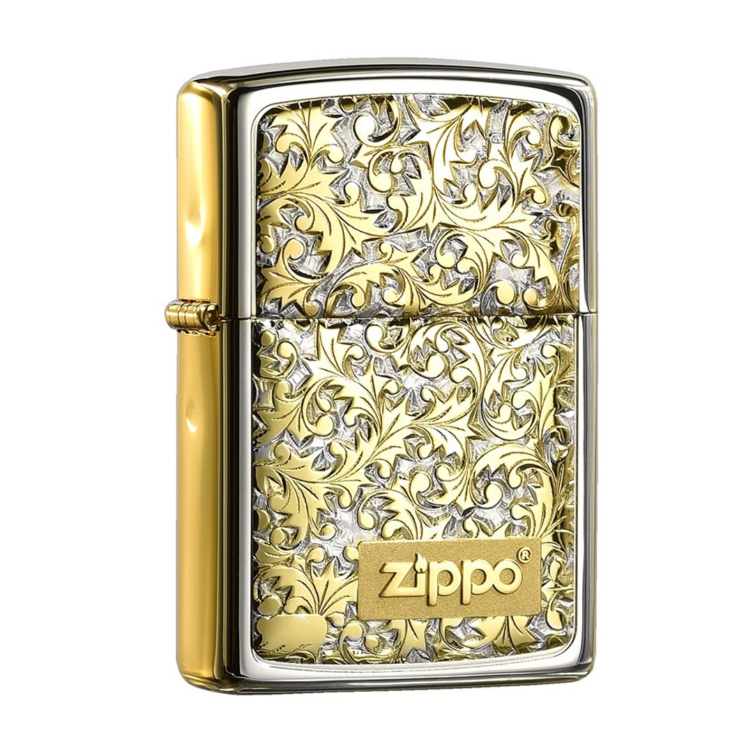 【ZIPPO官方旗舰店】精雕唐草(白金)防风打火机 ZA-5-231B - 其他 - 铜/黄铜 金色