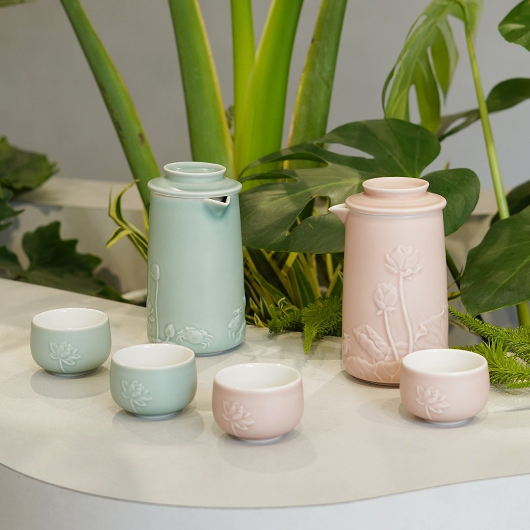 干唐轩陶器活瓷 | 和谐泡茶器 / 一壶 + 二杯 / 3 色 - 茶具/茶杯 - 瓷 绿色