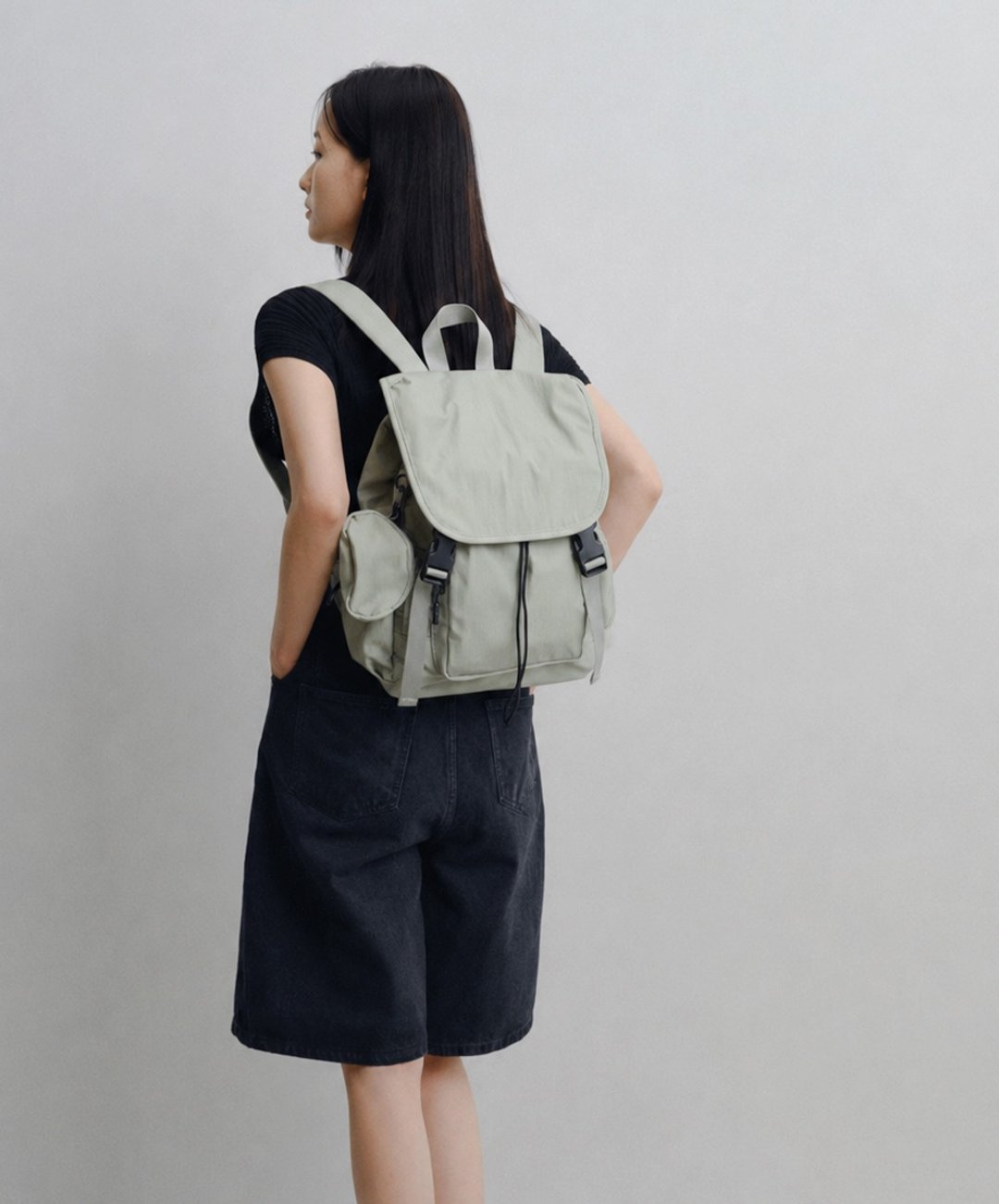 supportingrole 城市静旅防泼水电脑轻量大容量通勤旅行后背包雾绿 - 后背包/双肩包 - 尼龙 