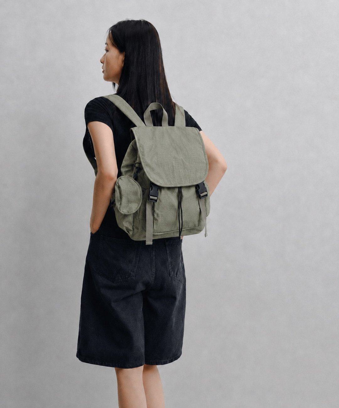 supportingrole 城市静旅防泼水电脑轻量大容量通勤旅行后背包雾绿 - 后背包/双肩包 - 尼龙 