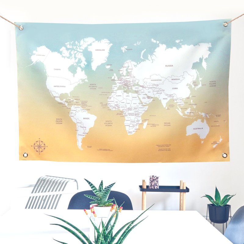 【定制】出国旅游 世界地图挂布 名字订制 - 海报/装饰画/版画 - 其他材质 黄色
