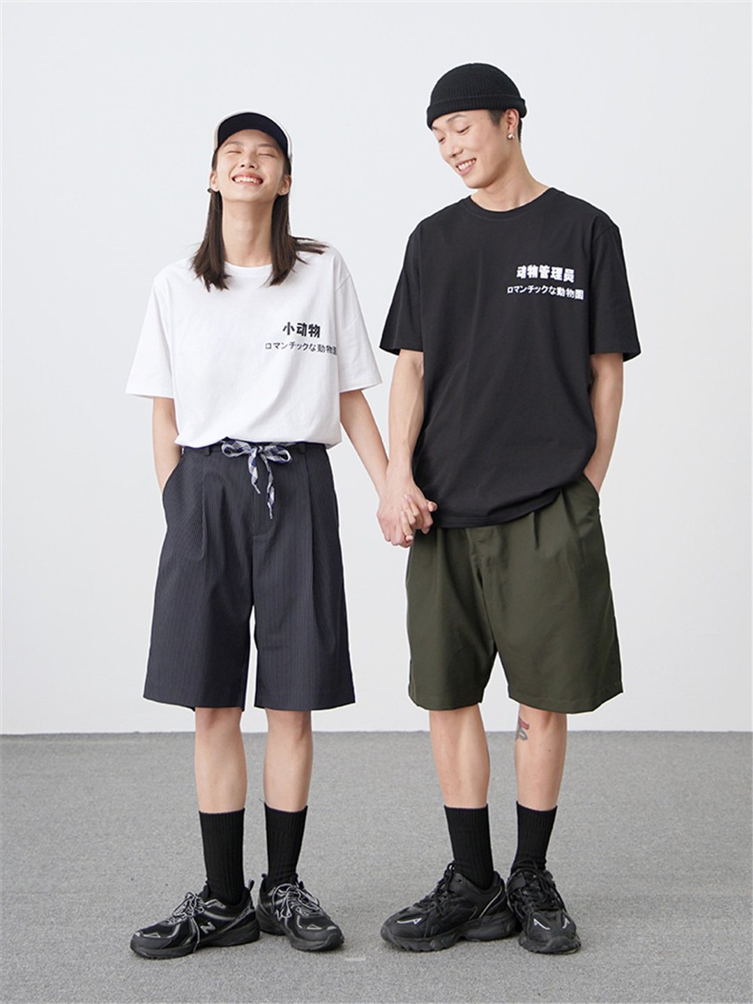 PROD情侣装秋装动物管理员白色短袖t恤女宽松黑色内搭 - 中性连帽卫衣/T 恤 - 棉 