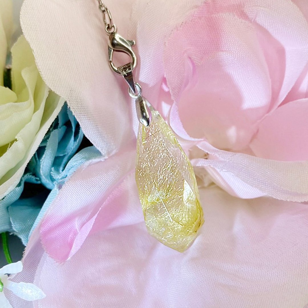 稀有金发晶  水晶灵摆 项链 吊坠 发晶 灵摆第一专业品牌 - 项链 - 水晶 金色