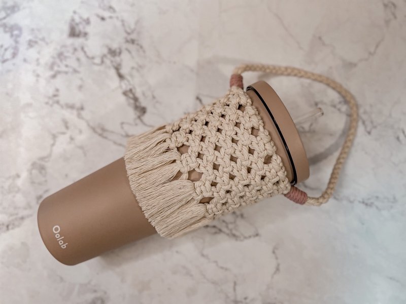 ٩ DIY KIT ۶ Macramé 饮料提袋 材料包 | 加赠教学影片 - 编织/刺绣/羊毛毡/裁缝 - 棉．麻 