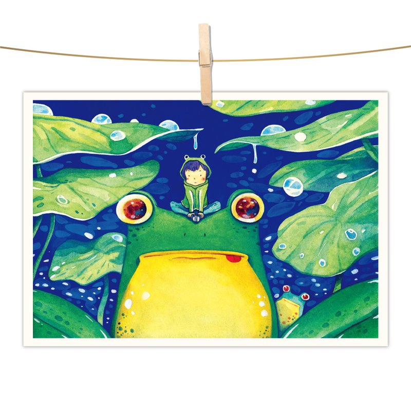 afu水彩插画明信片 - 大眼睛 - 卡片/明信片 - 纸 绿色