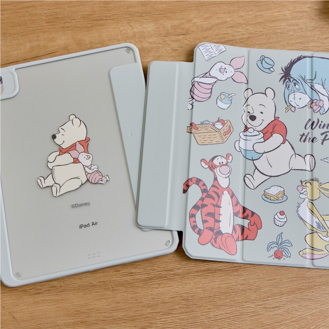 Disney 小熊维尼 - 野餐乱花强悍磁吸 iPad 三折/Y 折保护壳 - 平板/电脑保护壳 - 塑料 多色