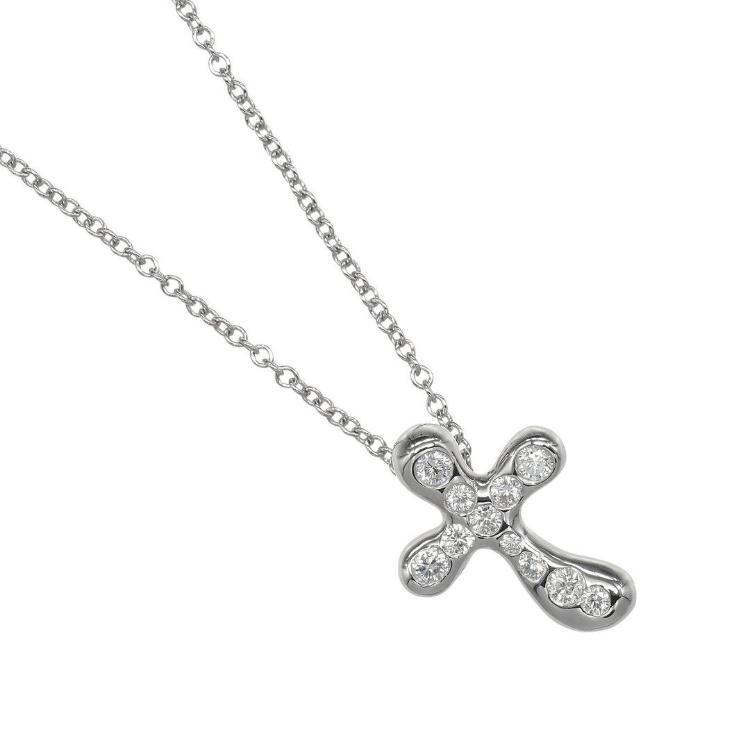 【日本直送】蒂芙尼 项链 点钻十字架 Pt950 铂金 钻石 约 4.1g TIFFANY&Co.【二手】A 级 - 项链 - 贵金属 银色