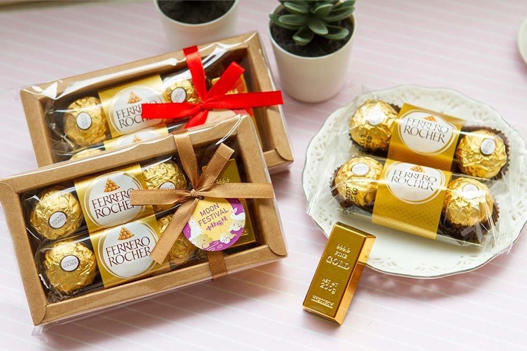 中秋节礼物赠品 中秋节快乐-金莎巧克力6颗入+金块磁铁礼盒(赚大) - 巧克力 - 新鲜食材 红色