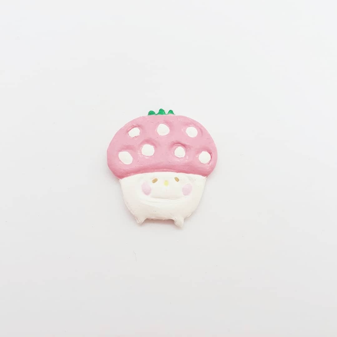 蘑菇 手工 陶 饰品 - 徽章/别针 - 陶 红色