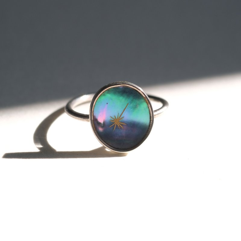 贝壳 莳绘 轻珠宝 戒指 #18 - 戒指 - 银 白色