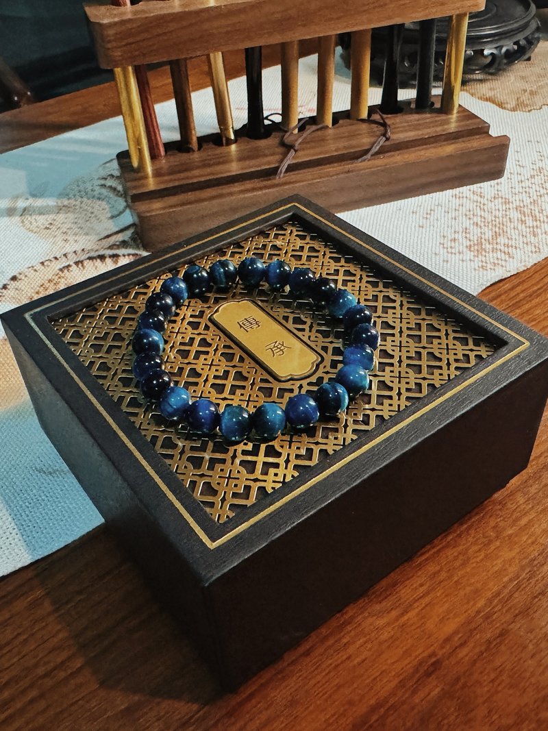 蓝色虎眼石手串天然水晶手链礼盒装 - 手链/手环 - 水晶 蓝色