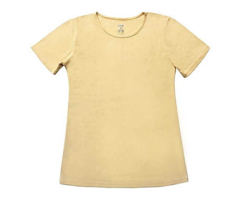 余晖 天然染素T(山栀子) Organic Cotton - 中性连帽卫衣/T 恤 - 棉．麻 黄色