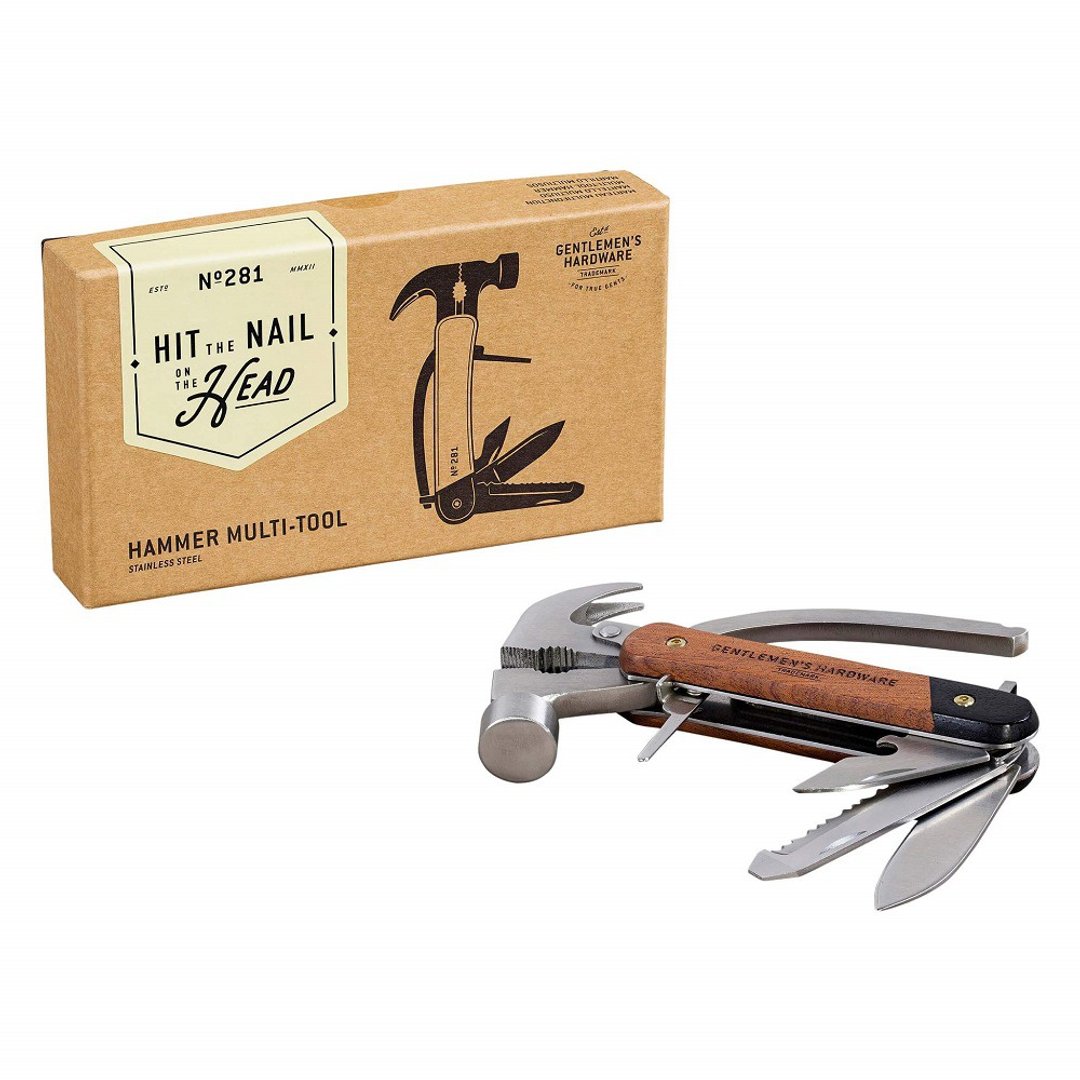 【Gentlemen's Hardware】经典7合1多用途户外随身锤子刀具组 - 露营用品 - 不锈钢 咖啡色