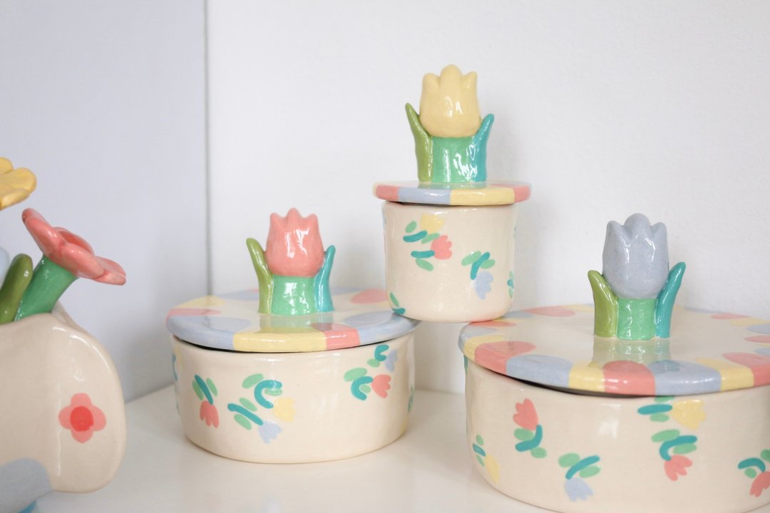 Ceramic Bowl Collection Pastel Tulip - 花瓶/陶器 - 陶 多色