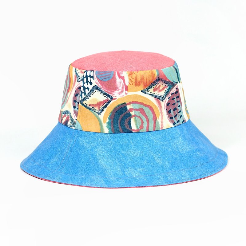 小牛村 手工双面帽 渔夫帽 图腾 可爱【缤纷尤物】BF-71 - 帽子 - 棉．麻 粉红色