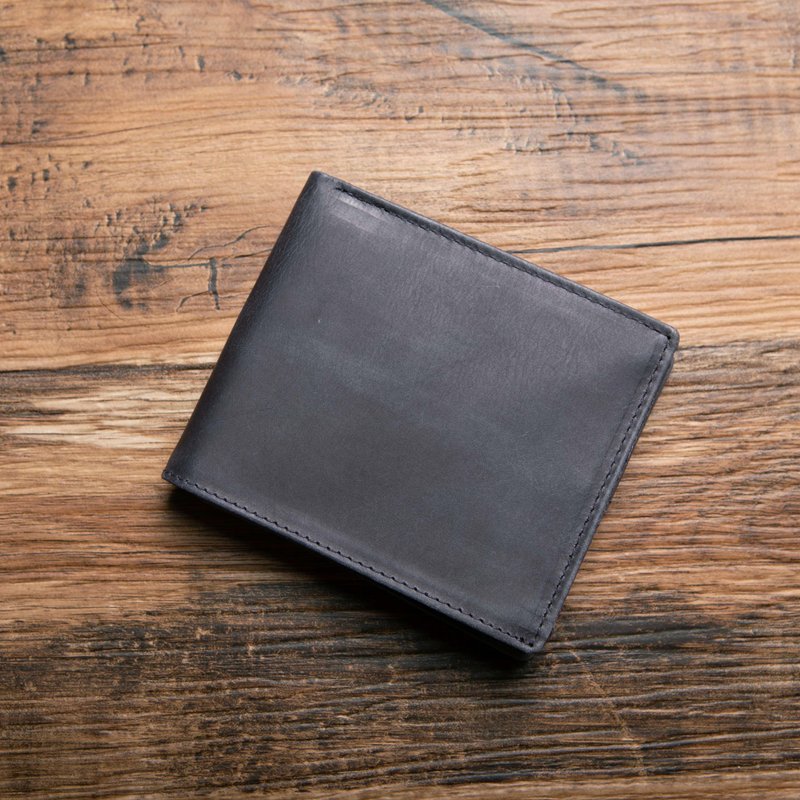 短皮夹 双折式 轻薄 钞票分类 简约风 精品短夹 蓝色 - 皮夹/钱包 - 真皮 蓝色