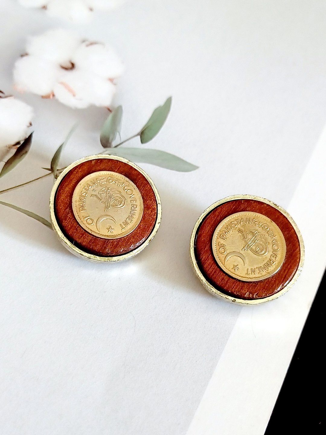 vintage jewelry  古董 Coro 巴基斯坦钱币 夹式耳环 - 耳环/耳夹 - 其他金属 