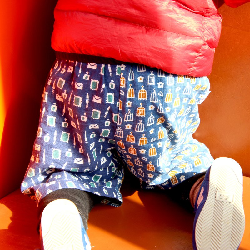 Tenugui Pants Even if it gets dirty - 童装裤 - 棉．麻 蓝色