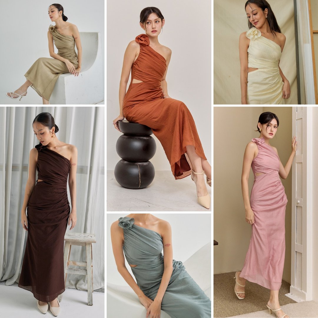 Tangerines - Calla lily one shoulder dress 礼服 晚宴服 - 洋装/连衣裙 - 聚酯纤维 