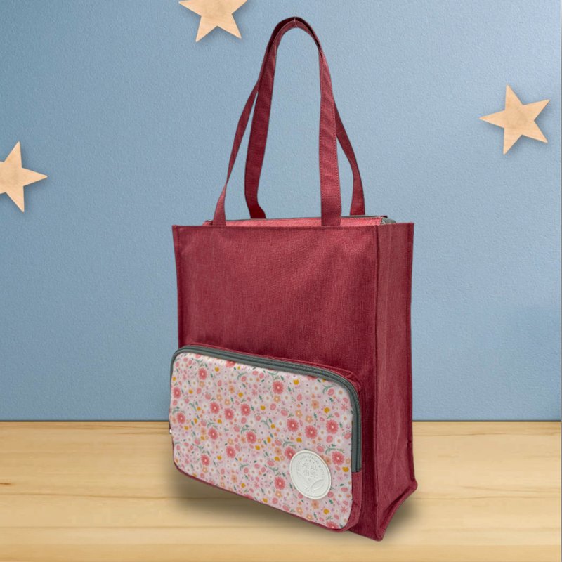 Soin Sewing 所以相缝 - 好好读书书袋-缤纷花彩 - 手提包/手提袋 - 聚酯纤维 红色