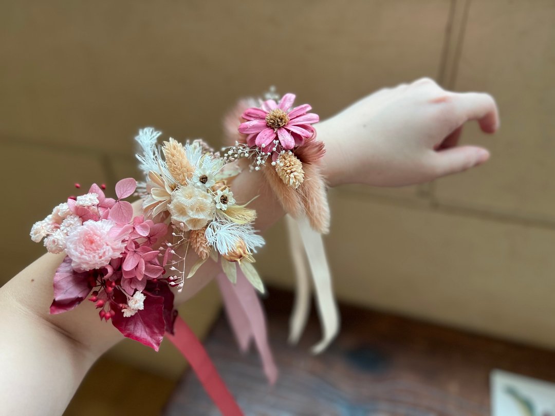 手腕花 干燥花 伴娘手腕花设计 干燥花手环 永生花手环 - 胸花/手腕花 - 植物．花 多色