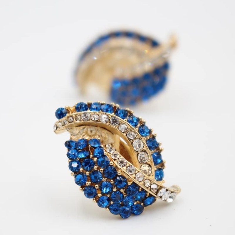 蓝色镶钻_耳环 - 耳环/耳夹 - 其他金属 银色