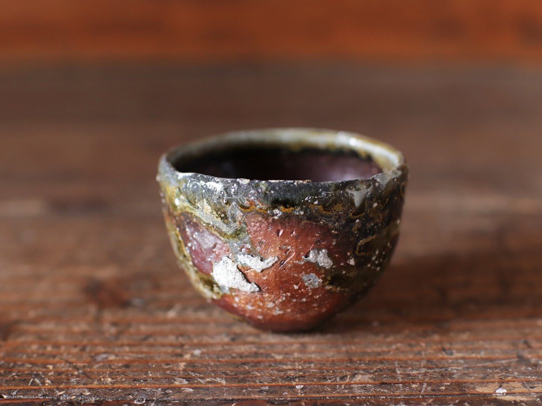 Bizen ware kiln change swallow gi-256 - 酒杯/酒器 - 陶 咖啡色