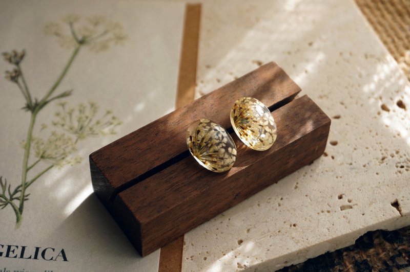 自然系植物耳钉 干燥花 永生花 耳环 | 简约设计 | 生日礼物 - 耳环/耳夹 - 植物．花 绿色