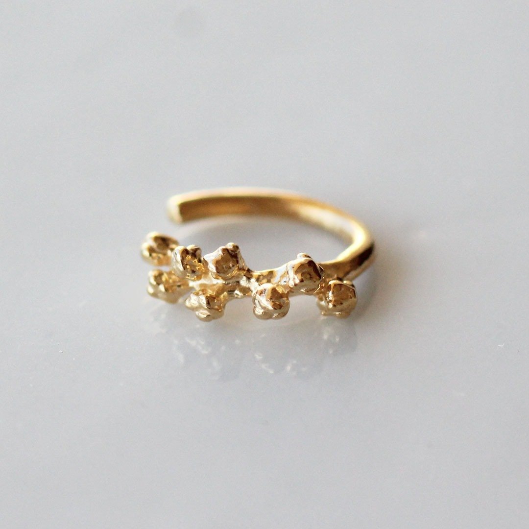 含羞草 纯银镀金 耳骨夹 /Mimosa ear cuff -S size -/ - 耳环/耳夹 - 纯银 金色