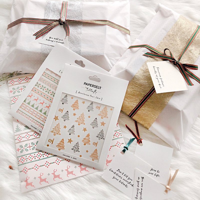 【PAPERSELF圣诞】叮叮当 圣诞节 交换礼物 纹身贴纸 Hohoho 2入 - 纹身贴 - 纸 金色