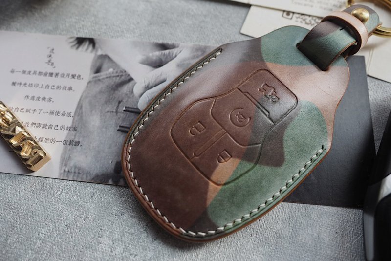 纯手工牛皮福特Ford车钥匙包 颜色款式可定制化 可订制刻字礼物 - 钥匙链/钥匙包 - 真皮 多色