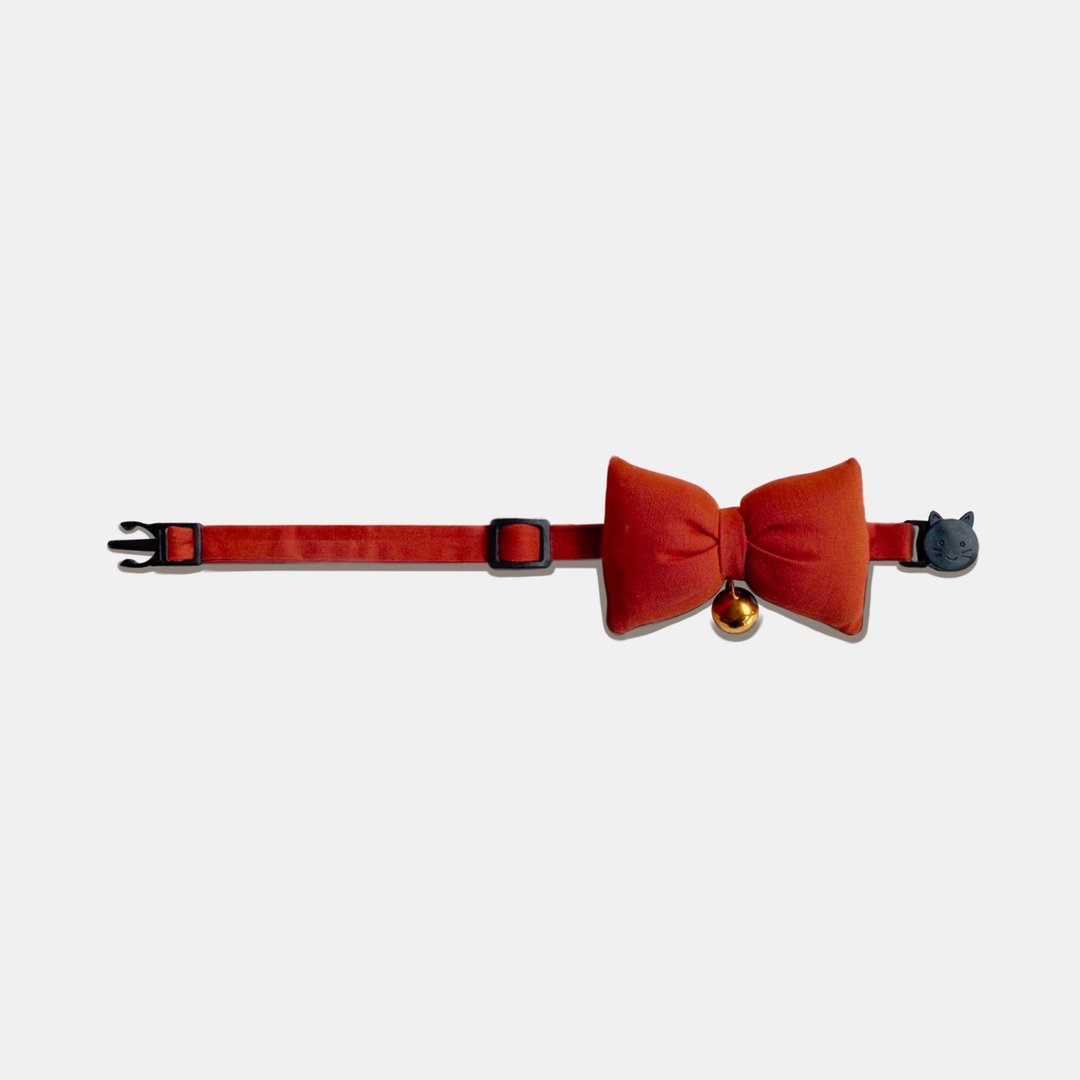 简约手工定制猫项圈 | TangerineBow Cat Collar - 项圈/牵绳 - 棉 橘色