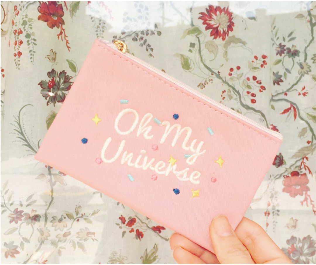 Oh My Universe迷你化妆包 - 粉红 - 化妆包/杂物包 - 棉 粉红色