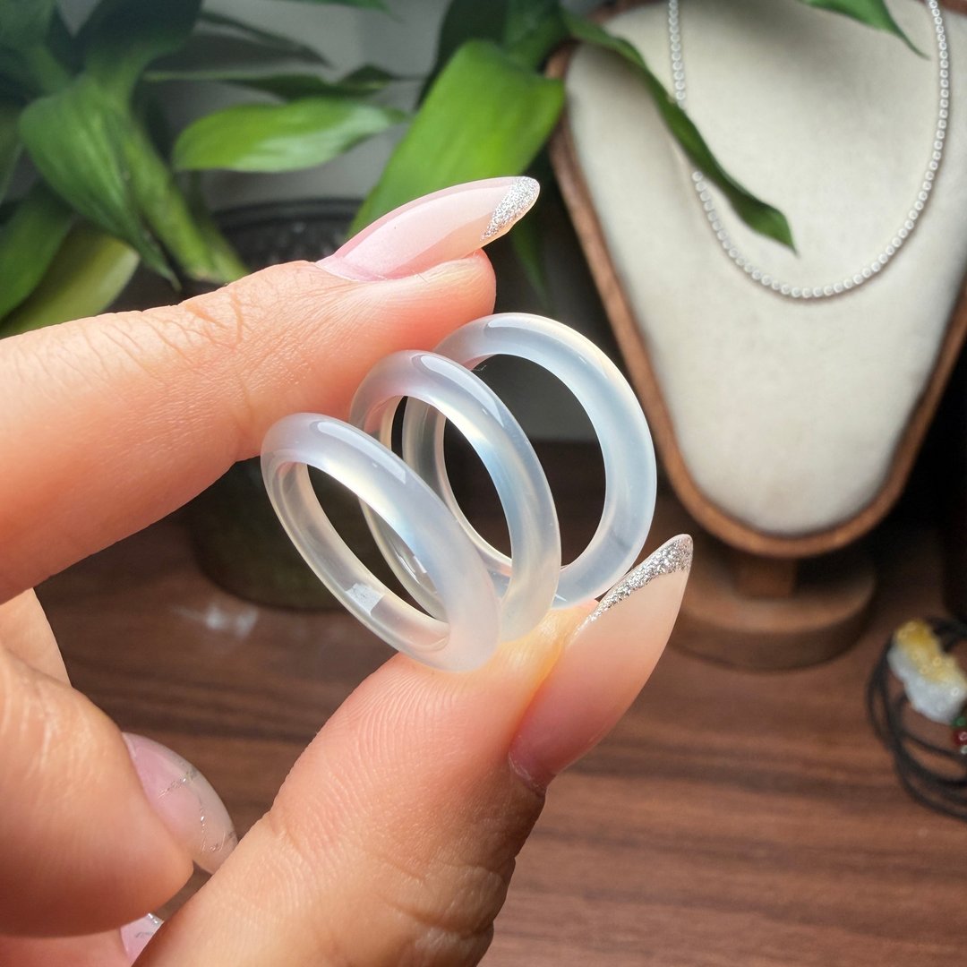 Moonlight 月光 | 玛瑙戒指 - 戒指 - 玉石 白色