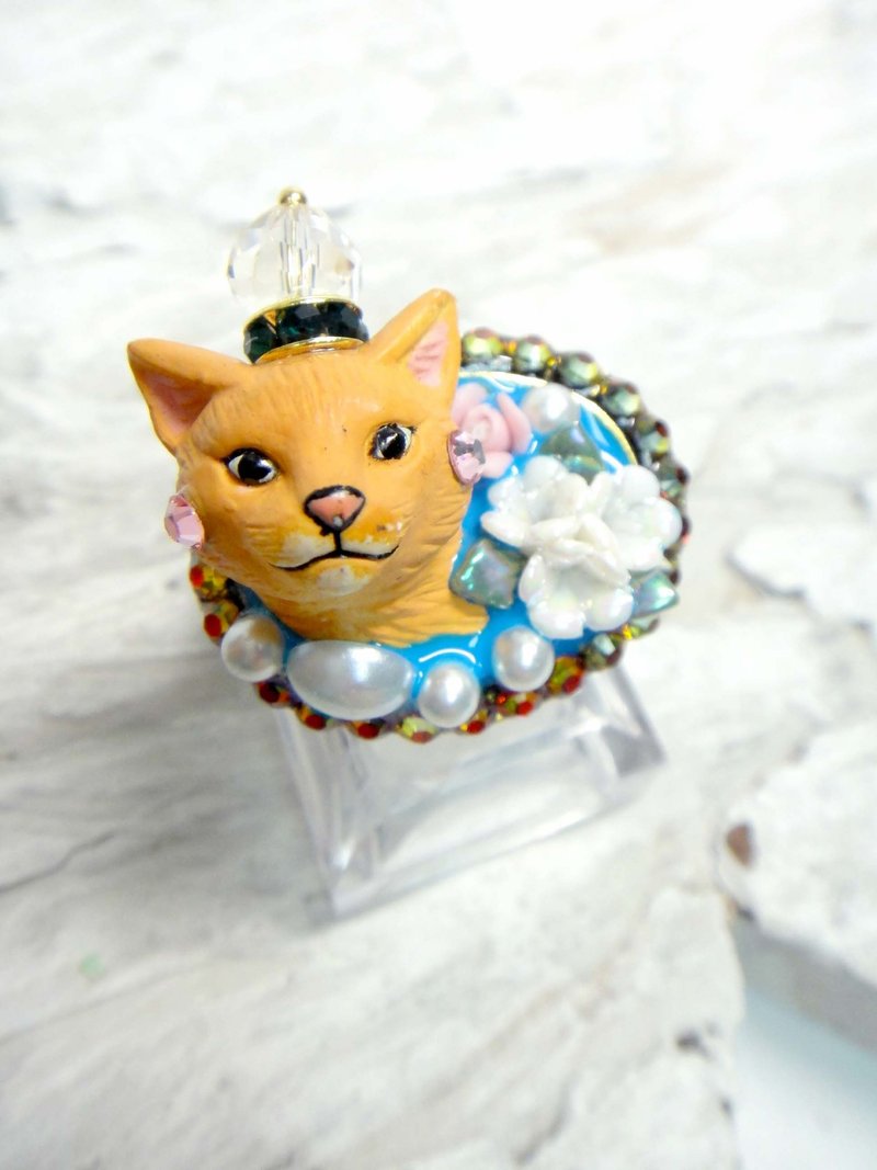 TIMBEE LO 横圆盘 花猫戒指 - 戒指 - 其他金属 