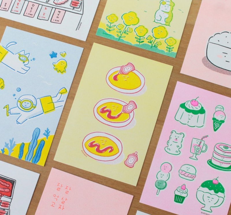 Baek Ban RISO印刷明信片 - 卡片/明信片 - 纸 