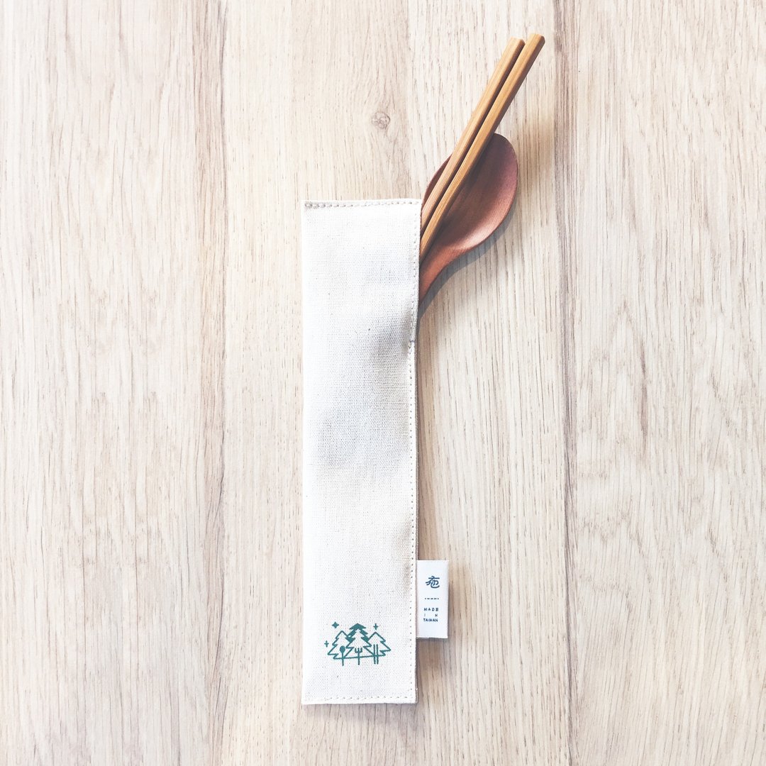 帆布环保餐具套(不含餐具) - 筷子/筷架 - 棉 白色