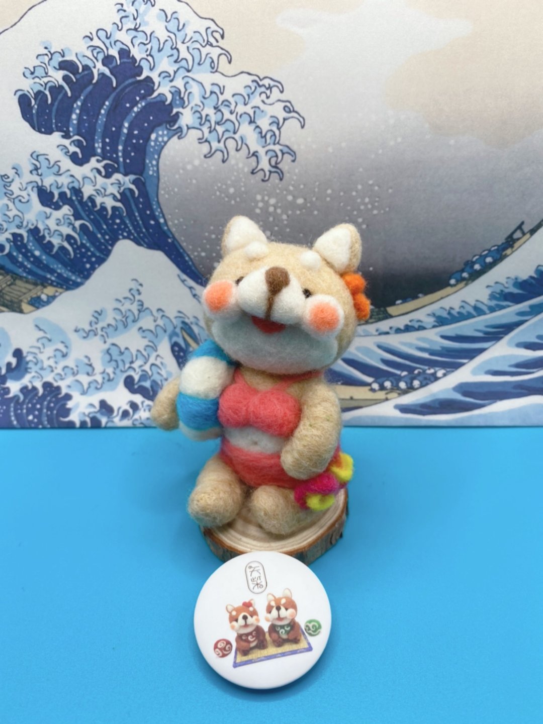 羊毛毡公仔-粉色比基尼女孩 - 编织/刺绣/羊毛毡/裁缝 - 羊毛 卡其色