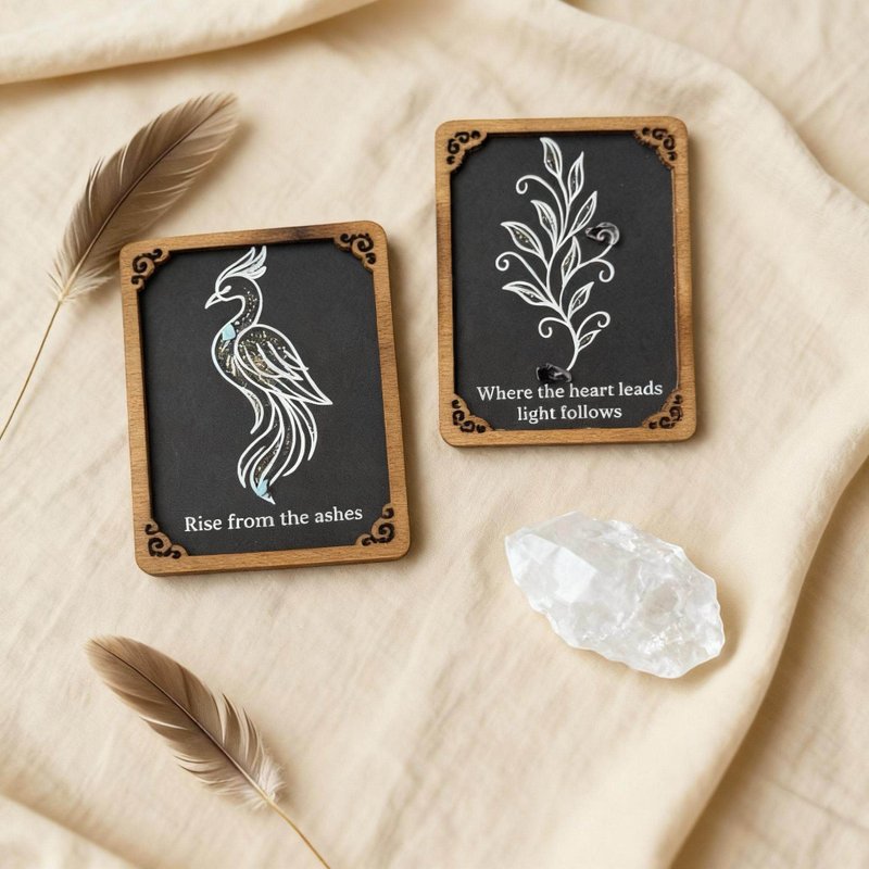 手绘原作 迷你木框画 黑卡×晶贝 7×9cm 两入随机 - 摆饰 - 纸 白色