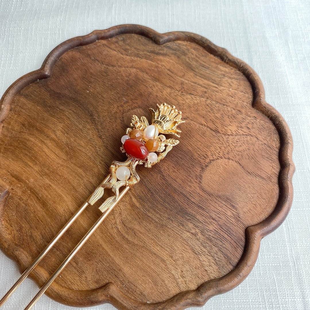 【花鸣】发钗 发饰 - 发饰 - 铜/黄铜 红色